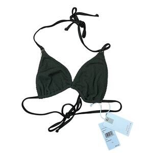 Good American Always Fits Tiny Ties Bikini Top Stormy Green Size 1/2